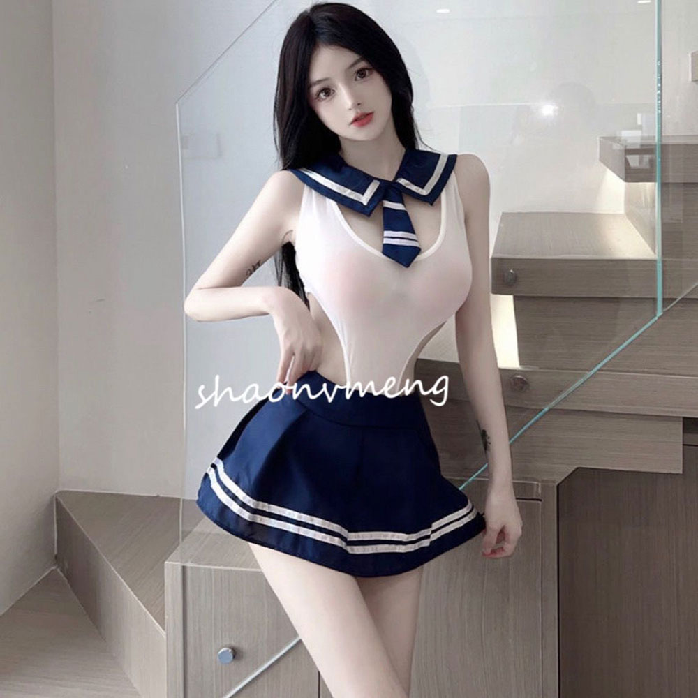 耶妮婭-清純學妹水手服學院套裝(白)