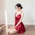 耶妮婭-性感波浪露背連身睡裙(紅）