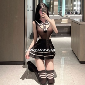 耶妮婭-清純學妹水手服學院套裝(黑)
